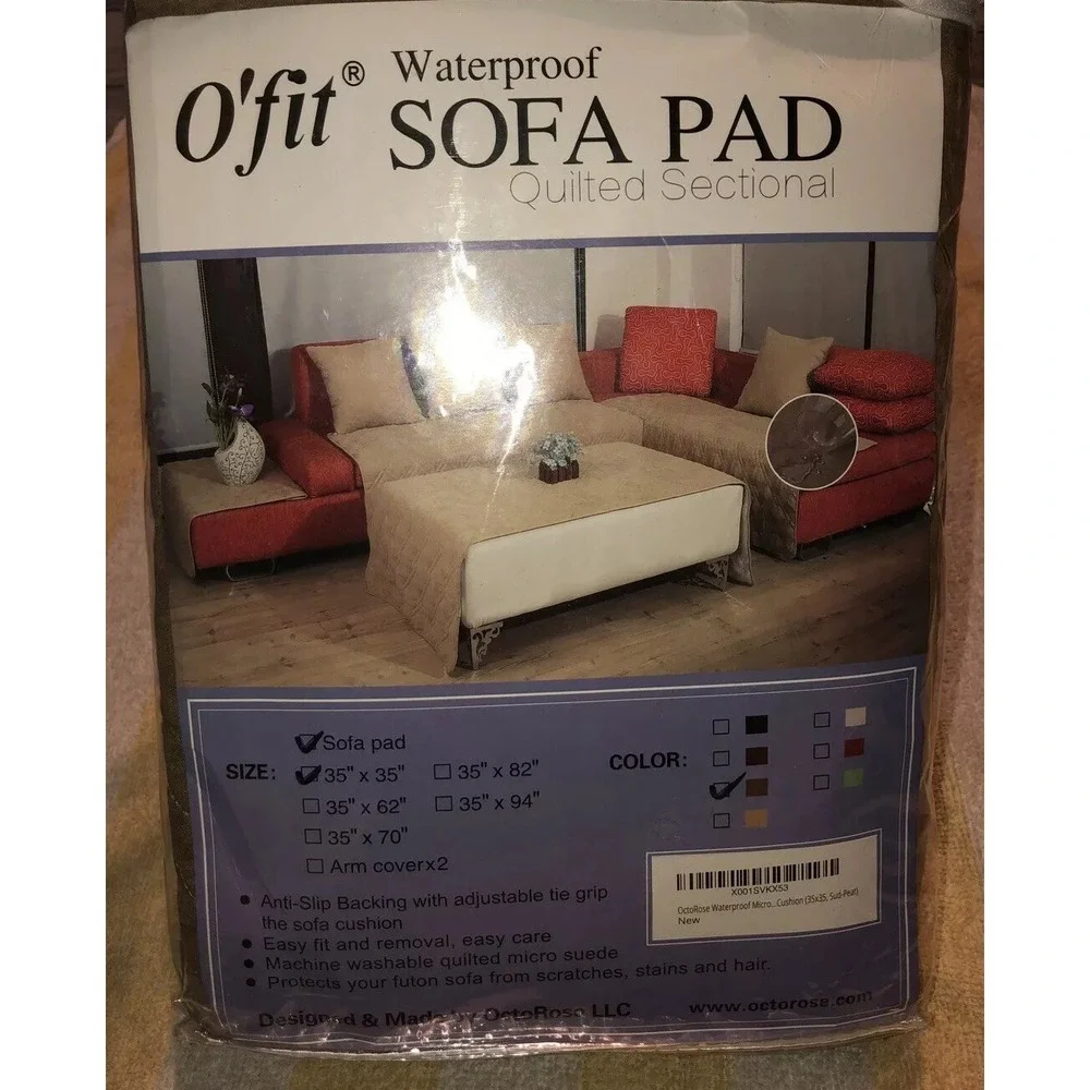 New O'fit Micro Suede Sofa Set Cushion Pad Quilted Sectional Light Brown 35 X 35